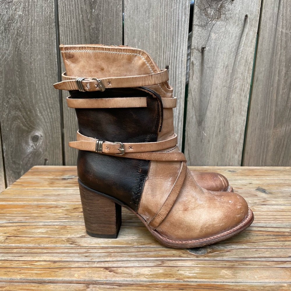 Freebird Distressed Baker Strappy Boots Size 7